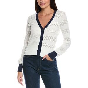 &Isla Womens  Elodie Pointelle Cardigan, White